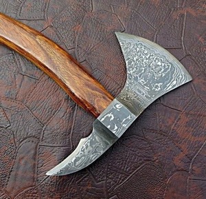 Hache en acier damas à double lame de qualité industrielle, longueur totale de 16,00 pouces, manche en bois, origine PK - Product Image 3