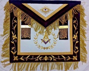 MasonicGrandLodge Tablier Violet Unisexe avec Broderie Décoration Oreiller Motif Fermeture à Glissière et Collier Chaîne Taille Libre - Product Image 4