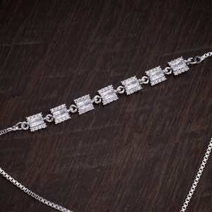 Zircon Charm <b>Bracelet</b> 167092 Emerald Cut with Copper & Stainless Steel Trendy Religious Style for Parties - Product Image 4