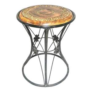 Metal <b>side</b> <b>table</b> with Wooden top for luxury living room furniture home interior decor styling ideas inspiration - Product Image 1