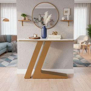 Modern 120x30x85cm <b>Console</b> <b>Table</b> with Marble Top and Iron Legs <b>for</b> Living Room <b>Entry</b> Villa or Hotel-CST075 - Product Image 2