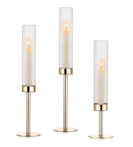 Bougeoir multi-usages pour l'éclairage et la décoration de la table Bougeoir fait main avec tube de verre Bougeoir en métal. - Product Image 3