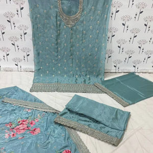 Chinon diseñador seda Gharara conjunto Multi-hilo bordado Jari secuencia trabajo etéreo étnico atractivo para fiesta indio paquistaní - Product Image 1