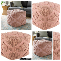 POUF EN COTON PUFFY, oreiller de sol rayé fait à la main, magnifique pouf carré blanc berbère, canapé de sol bohème acceptant les animaux domestiques
