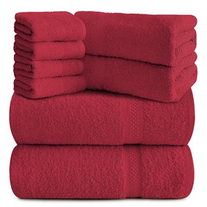 100% Cotton Woven <b>Bath</b> <b>Towel</b> <b>Set</b> 8 Piece Soft Absorbent Home Use Solid Color Rectangle Adult Skin Friendly - Product Image 5