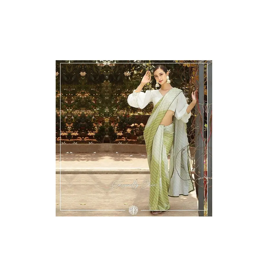 Produk Baru Pakaian Pesta Desain Terbaru India Georgette Sari Wanita dari Eksportir dan Produsen India