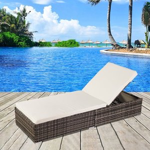 Chaise longue en rotin au design moderne, lit inclinable en osier pour l'extérieur du jardin, pour la cour de l'hôtel, l'entrepôt et le jardin. - Product Image 3