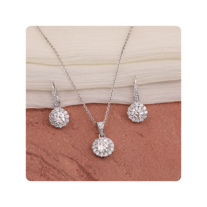 Luxe 14KT or blanc Solitaire diamant boucle d'oreille pendentif ensemble E-F VVS CVD laboratoire cultivé synthétique bijoux fins cadeau - Product Image 2