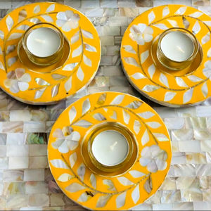 Meilleure qualité artisanat vadrouille coquille incrustation caboteur nacre chauffe-plat pour l'inde cuisine table de table décoration bougeoir - Product Image 1