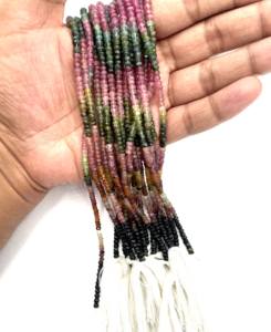 Cuentas Rondelle facetadas de piedras preciosas de turmalina múltiple de hilo de 43 CT de 13 pulgadas naturales para collares con cuentas y fabricación de joyas de regalo - Product Image 2