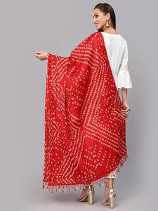 Trendmalls ผ้าไหม Chinon dupatta (D02-Red)-แห้งเร็วสไตล์ปาร์ตี้งานแต่งงานเสื้อผ้าปากีสถานใส่ปกติพอดีทั้งหมด - Product Image 2