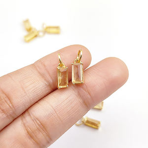 Pendentif en citrine baguette en gros |   Sertissage à griffes en argent sterling 925 pour la fabrication de bijoux DIY - Product Image 1