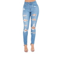 Nouvelle Arrivée 2026 – Jean Femme Taille Haute Coupe Droite Décontracté Sexy Respirant Écologique Uni Effet Délavé Denim Déchiré Coupe Skinny