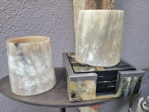 Natural Buffalo Horn <b>Table</b> <b>Coasters</b> Handmade Rustic Drink Accessories High Quality - Product Image 2