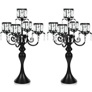 เชิงเทียนเหล็กห้าแขนอันเก่าแก่ที่มีการออกแบบม้วนที่ซับซ้อนสำหรับการตกแต่งบ้านและงานหรูหรา - Product Image 4