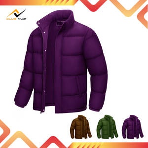Manteau d'hiver pour hommes résistant à l'eau coupe-vent veste isolée fermeture à glissière conception chaude bouffante motif solide technique de teinture unie - Product Image 2