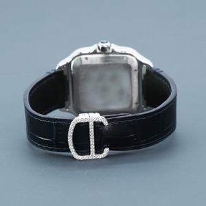 Montre pour homme en argent sterling 925 massif plaqué platine, acier inoxydable, entièrement sertie de diamants Moissanite, mouvement à quartz avec date automatique - Product Image 2