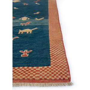 Tapis en laine Nuray Blue, grand format, géométrique et abstrait, rectangulaire, noué à la main, pour salon, modèle Pae-256 - Product Image 4