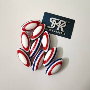 Cuentas de resina ovaladas Rojas, blancas y azules de primera calidad, cuentas artesanales a rayas pulidas, ideales para joyería DIY, pulsera, collar y proyectos de arte - Product Image 3