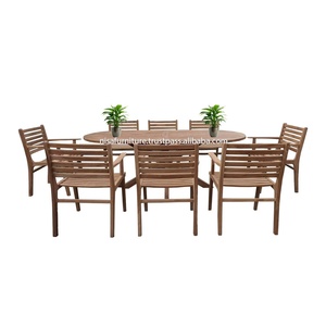 Ensemble de meubles d'extérieur en teck indonésien, chaises de patio modernes et table à manger ovale pour villa - Product Image 3