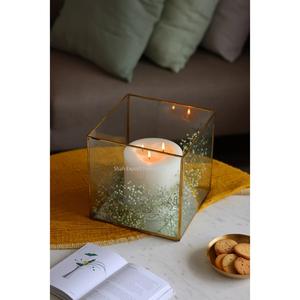 Vintage Style <b>Gold</b> Color Metal and Glass <b>Tea</b> <b>Light</b> Candle <b>Holder</b> for Tabletop Lightning Decor Glass Candle Box - Product Image 4