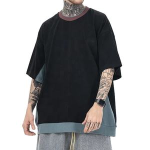 T-shirts vintage de haute qualité pour hommes 100% coton Hip Hop col montant Style Boxy Fit ample imprimé t-shirts vierges - Product Image 1