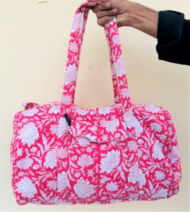 Bolso de lona con estampado de bloques de algodón vintage con espacio extra, hermosa textura floral, uso personal multiusos para mujer - Product Image 1