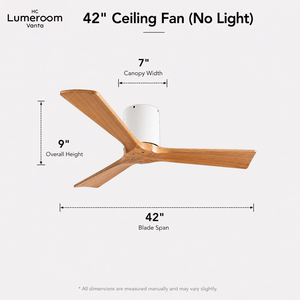 42 Inch <b>Ceiling</b> <b>Fan</b> Without Light, Flush Mount Solid Wood Blades, 6 Speed <b>Remote</b> <b>Control</b>, Reversible DC Motor for Bedroom - Product Image 5
