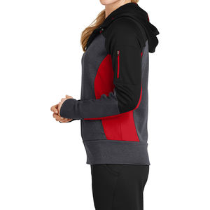 เสื้อมีฮู้ดสำหรับสตรีเสื้อมีซิปแบบมีสีรับผลิตโลโก้ได้ตามต้องการดีไซน์ของคุณเอง - Product Image 5