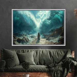 Lienzo Decorativo Impreso con Diseño de Camino Marítimo de Fantasía, 1 Pieza: Marco Blanco - Product Image 1