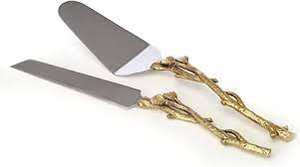 Ensemble couteau et serveur pour gâteau d'anniversaire de mariage prix de gros ensemble de couverts en or pour l'artisanat couteau et serveur en laiton - Product Image 6