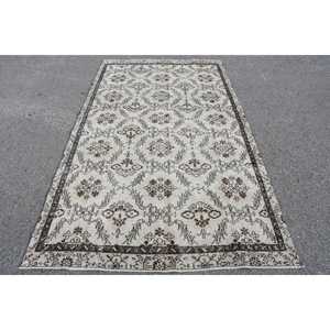 พรมตุรกีวินเทจ ขนาด 5x8.7 ฟุต (153x266 ซม.) ลายต้นไม้และพืชสีน้ำตาล - Product Image 5