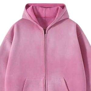 Sudadera con capucha rosa con cremallera y lavado ácido para hombre, ropa de calle de gran tamaño, sudadera personalizada Vintage con hombros caídos de lana de algodón pesado - Product Image 6