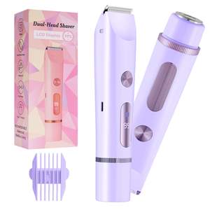 เครื่องโกนขนไฟฟ้าขนาดพกพาสำหรับผู้หญิง ใบมีดคู่/เดี่ยว กำจัดขนได้ทั่วเรือนร่าง พร้อมไฟแสดงสถานะแบตเตอรี่ ใช้ได้กับใบหน้า ขา แขน ล้างทำความสะอาดได้ - Product Image 4