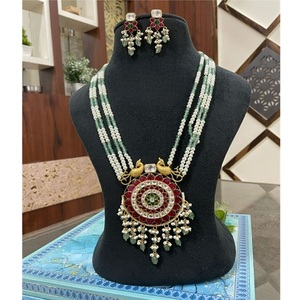 <b>Beautiful</b> High Quality Four Layered Gold Plated Kundan Necklace Set <b>Earrings</b> for Women Designer Jewelry for Wedding Wear - Product Image 1