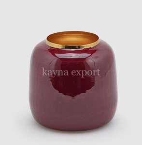 Vase à fleurs en fer blanc et doré fait à la main en aluminium de style côtier pour mariage ou décor de table - Product Image 5