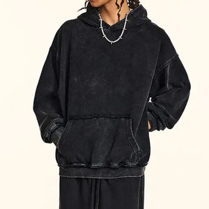 Épaule tombante personnalisée sans ficelle vierge lavage à l'acide Baggy Hoodies 100% coton lourd pull hommes Hoodies & Sweatshirts - Product Image 3