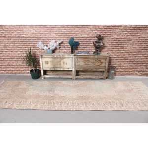 Tapis turc vintage, tapis de 3,6 x 11,2 pieds, tapis en laine gris rose camouflage - Product Image 3