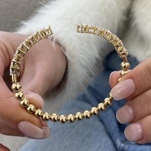 Antique IGI Certified Pear Cut VVS Lab Grown Diamond Yellow Gold Plated 925 Sterling Silver <b>Ball</b> <b>Bracelet</b> Fine Jewelry For Women - Product Image 5