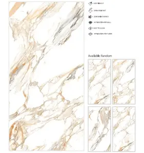 Glanzend Oppervlak Calacatta Lux In Aantrekkelijke Vlekbestendige 600X1200Mm Digitale Geglazuurde Gepolijste Porseleinen Tegels Voor Hoteldecor