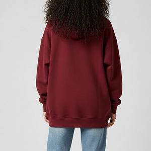 Sudadera con Capucha de Manga Larga para Mujer, Diseño Nuevo, Invierno, Hombros Caídos, 100% Algodón, Transpirable, Secado Rápido, Color Personalizado en la Parte Delantera - Product Image 2