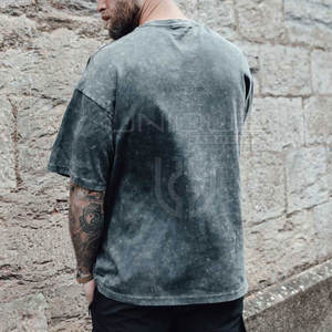 T-shirt uni en coton délavé à l'acide pour hommes de grande taille T-shirts vierges vente en gros T-shirt délavé à l'acide - Product Image 4