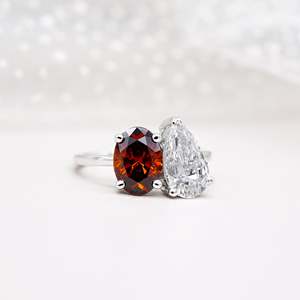 IGI Certified Toi Et Moi Engagement <b>Ring</b> with Oval Fancy Red <b>Diamond</b> and Pear <b>Diamond</b> <b>Diamond</b> <b>Rings</b> - Product Image 2