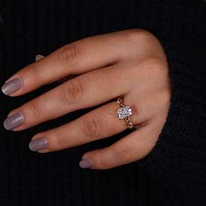 Chất Lượng Cao Kéo Dài Đệm Cắt Kim Cương Nhẫn, Phòng Thí Nghiệm Grown Kim Cương Engagement <span class=keywords><strong>Ring</strong></span> Phòng Thí Nghiệm Grown Kim Cương Nhẫn Cưới Cho Phụ Nữ - Product Image 4