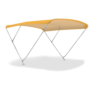 Bimini Top 3 arches Sport Plus 20mm de diamètre en acier inoxydable et toile de polyester jaune Couverture de bateau sur mesure pour radeaux de bateaux - Product Image 1