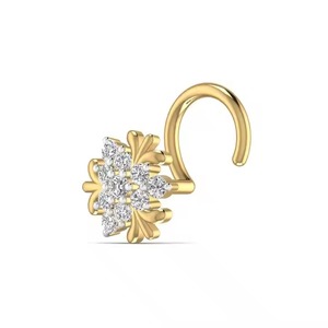 Elegant 0.08CT Real Diamond <b>Nose</b> Pin 18kt Yellow Rose White <b>Gold</b> Trendy Body Jewelry Great Wedding Gift for Women's Engagement - Product Image 1