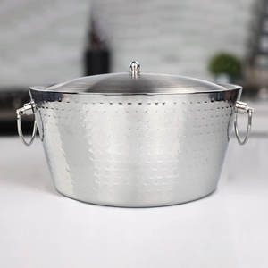 Best Selling Silver Metal <b>Ice</b> <b>Bucket</b> with Handles Wine Beer Cooler and Party Decor Elegant for <b>Champagne</b> Cooling Supplies 2025 - Product Image 3