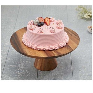 Soporte redondo para pasteles Decoración Soporte de pastel de madera rústico marrón Bodas y fiestas Elegante y elegante madera redonda - Product Image 3