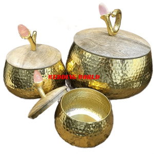 Tarro de metal de lujo para dulces, dispensador de nueces hecho a mano de primera calidad, tarro de metal de diseño para frutos secos con tamaño personalizado - Product Image 2