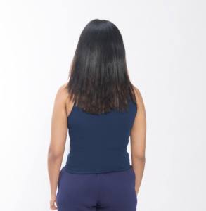 Camiseta sin mangas corta sin mangas acanalada azul de lujo para mujer, camisola de LICRA con cuello redondo estirable, proveedor de trajes de verano ligeros - Product Image 2